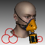 3д модель респираторной маски с манекеном