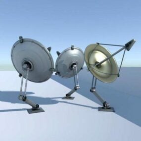 Satellite Dishes With Rigged Animation 3d model