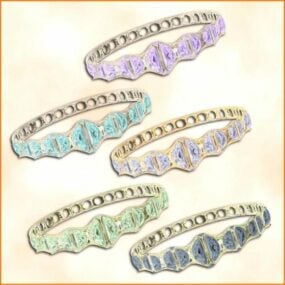 Set di gioielli con anello con giada colorata modello 3d