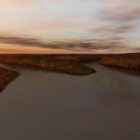 River Landscape With Sunset Sky