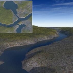 Paysage de rivière modèle 3D