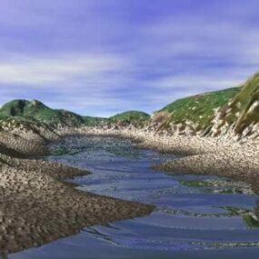 Paysage de la vallée de la rivière modèle 3D