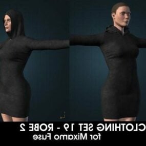 Girl Character In Black Suit Fashion 3d model