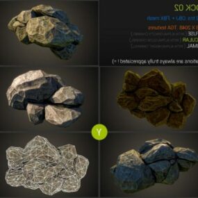 自然岩砂利セット3Dモデル