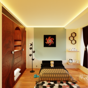 Móveis de quarto com armário de cama modelo 3d