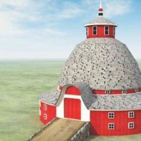 Traditional Round Barn House 3d model