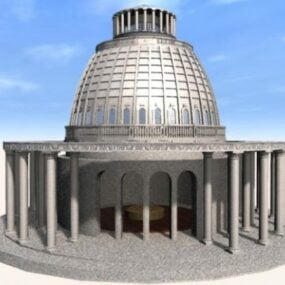 Kulatý 3D model budovy památníku