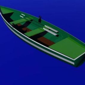 Model 3D łodzi wiosłowej malowany na zielono