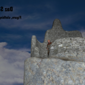 Model 3D starożytnej zrujnowanej wieży