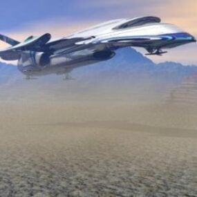 Modelo 3D de aeronave futurista de nave estelar de carga