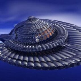 Vaisseau spatial à plat en spirale modèle 3D