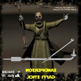 ヴィンテージ服を着た戦士の男のキャラクター3Dモデル