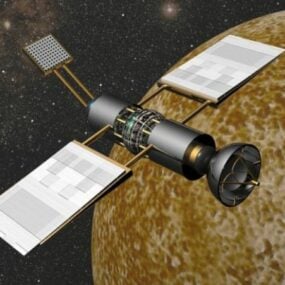 Satellite spaziale sul modello 3d del pianeta