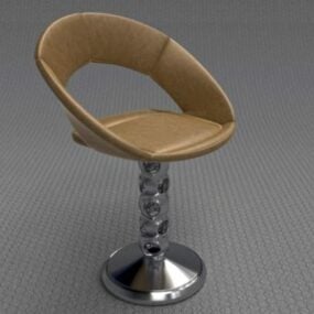 Leather Bar Chair Inox Leg 3d model