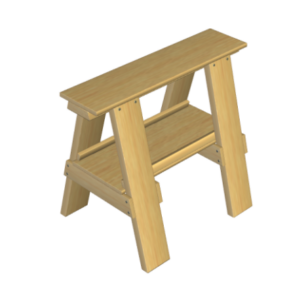 3D-Modell der Holzsägebockbank