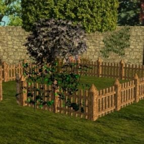 Paysage de scène avec clôture d'arbre modèle 3D