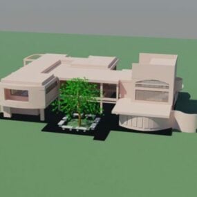 Modern School Building 3d model