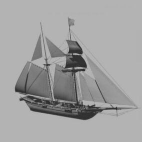 Model 3D statku marynarskiego szkunera