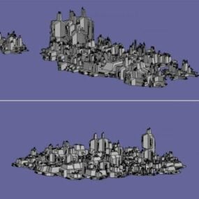 Downtown City With Skyscraper Building 3d model