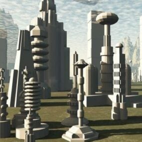 Bâtiment de ville intelligente Scifi modèle 3D