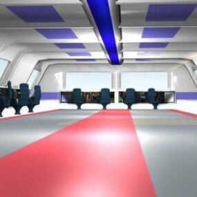 Sala del centro de control de la estación de ciencia ficción modelo 3d