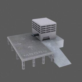 3д модель научно-фантастического здания порта