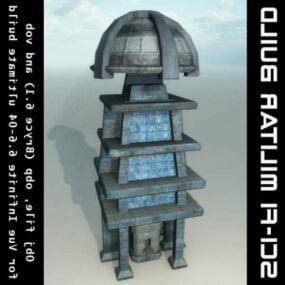 Estación de hormigón futurista de ciencia ficción modelo 3d