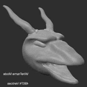Basic Dragon Head with Horn 3D-malli
