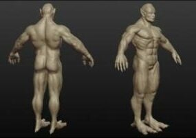 Modelo 3d de personaje de hombre alienígena de cuerpo fuerte