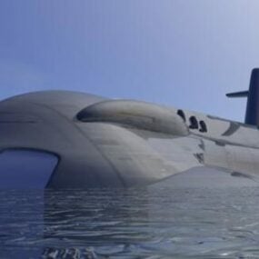3D model ponorky na moři