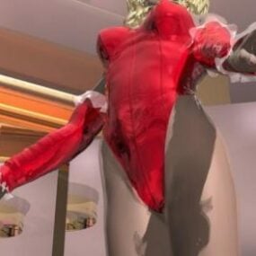 Czerwona sukienka Piękna dziewczyna Postać Model 3D
