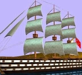 דגם ספינת מפרש תלת מימדית של ספינת קרב