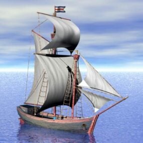 ספינת מפרש גדולה קלאסית דגם תלת מימד