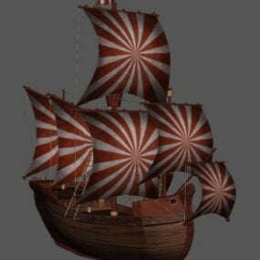 Modelo 3D de navio à vela japonês vintage
