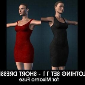 Postać dziewczyny z krótkimi sukienkami Model 3D