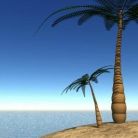 Modello 3d della palma sulla spiaggia