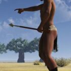 Carácter de hombre nativo con lanza