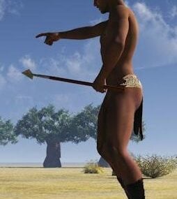Personaggio nativo dell'uomo con lancia modello 3d