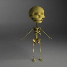 Modelo 3d de esqueleto engraçado dos desenhos animados