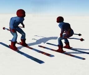 رياضة سائق التزلج مع نموذج ثلاثي الأبعاد للشخصية