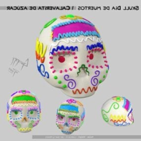 Kolorowy dekoracyjny model 3D z kreskówkową ludzką czaszką