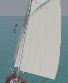 Transport Sailing Boat On The Sea 3d model