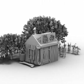 Modelo 3d de pequena casa de campo