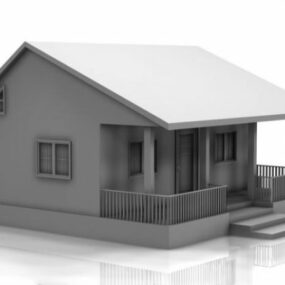 Pequeña casa Lowpoly Construyendo modelo 3d