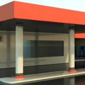 गैराज स्टेशन बिल्डिंग 3डी मॉडल