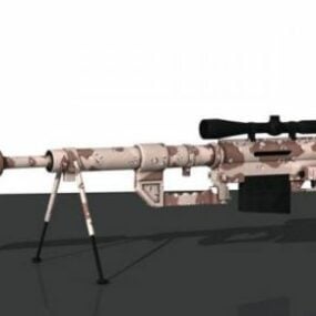 Sniper Rifle Gun With Camo 3d model