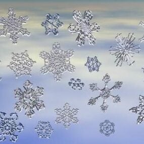 โมเดล 3 มิติของตกแต่งคริสต์มาสเกล็ดหิมะที่แตกต่างกัน
