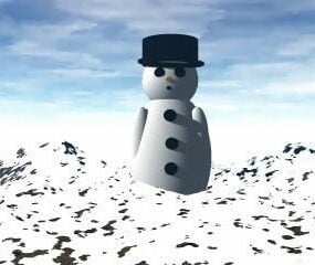 Boneco de neve com personagem de chapéu Modelo 3D