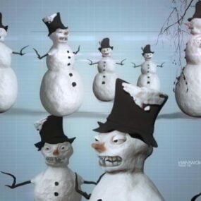 Modelo 3d de personagem assustador de boneco de neve