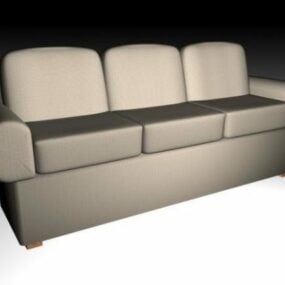 沙发米色皮革软垫3d模型